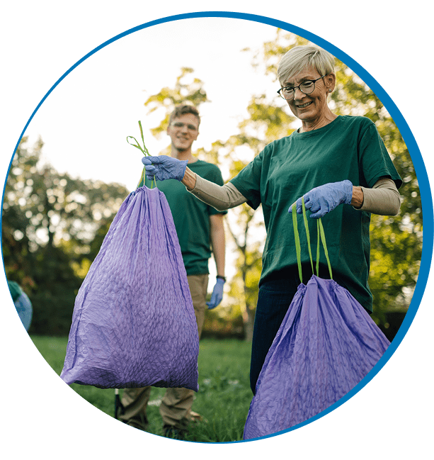 Volunteers participating in park cleanup event