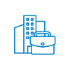 Corporate symbol featuring briefcase and skyscraper