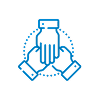 Teamwork icon with three hands