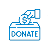 Donation icon with hand and coin